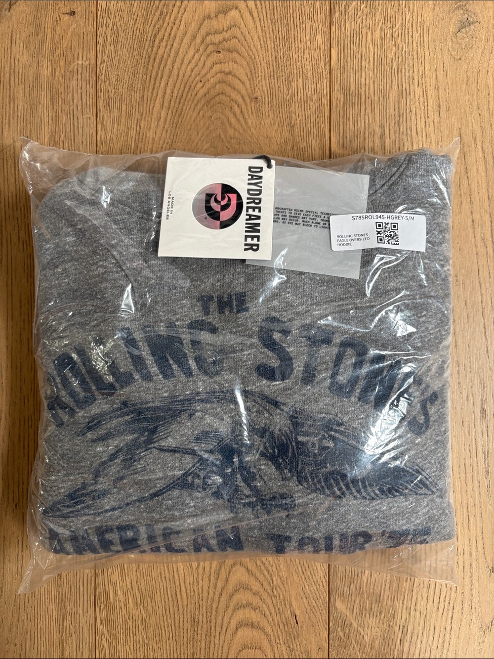 Daydreamer Heather Grey The Rolling Stones Eagle Oversized Hoodie Small Medium - Picture 2 of 3